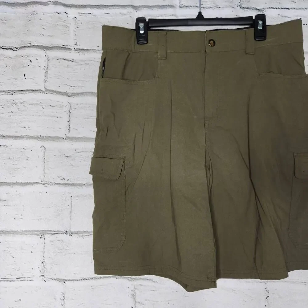 Orvis Green Nylon Blend Outdoor Hiking Mid-Rise Relaxed Cargo Shorts Size 36